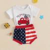 imageKuriozud My First 4th of July Outfit Baby Boy American Flag Onesie USA Bubble RomperShorts Set Fourth of July ClothesWhite Red Blue a