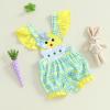 imageKuriozud Newborn Baby Easter Outfit Baby Boy Girl Eggs Overall Romper Jumpsuit Cute Spring Chicken Baby ClothesChicken Yellow Baby Girl