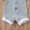 imageKuriozud Newborn Infant Baby Boy Girl Button Ribbed Romper Bodysuit Short Sleeve One Piece Patchwork ClothesBlue