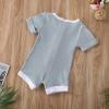 imageKuriozud Newborn Infant Baby Boy Girl Button Ribbed Romper Bodysuit Short Sleeve One Piece Patchwork ClothesBlue