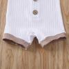 imageKuriozud Newborn Infant Baby Boy Girl Button Ribbed Romper Bodysuit Short Sleeve One Piece Patchwork ClothesWhite