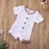 imageKuriozud Newborn Infant Baby Boy Girl Button Ribbed Romper Bodysuit Short Sleeve One Piece Patchwork ClothesWhite