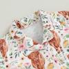 imageKuriozud Toddler Baby 2Pcs Pajamas Set Short Sleeve Cow Print Button Shirt and Shorts Set SleepwearFloral Cow