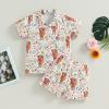 imageKuriozud Toddler Baby 2Pcs Pajamas Set Short Sleeve Cow Print Button Shirt and Shorts Set SleepwearFloral Cow