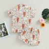 imageKuriozud Toddler Baby 2Pcs Pajamas Set Short Sleeve Cow Print Button Shirt and Shorts Set SleepwearFloral Cow