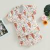 imageKuriozud Toddler Baby 2Pcs Pajamas Set Short Sleeve Cow Print Button Shirt and Shorts Set SleepwearFloral Cow