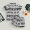 imageKuriozud Toddler Baby 2Pcs Pajamas Set Short Sleeve Cow Print Button Shirt and Shorts Set SleepwearStripes Cow