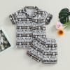 imageKuriozud Toddler Baby 2Pcs Pajamas Set Short Sleeve Cow Print Button Shirt and Shorts Set SleepwearStripes Cow