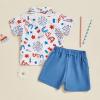 imageKuriozud Toddler Baby Boy 4th JulyHalloweenChristmas Outfits Button Down Shirt Short Pants Set Festivel Clothes4th of July Bluea