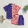 imageKuriozud Toddler Baby Boy 4th JulyHalloweenChristmas Outfits Button Down Shirt Short Pants Set Festivel Clothes4th of July Outfits Classics Usa Flag