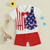 imageKuriozud Toddler Baby Boy 4th JulyHalloweenChristmas Outfits Button Down Shirt Short Pants Set Festivel Clothes4th of July Outfits Flag a