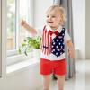imageKuriozud Toddler Baby Boy 4th JulyHalloweenChristmas Outfits Button Down Shirt Short Pants Set Festivel Clothes4th of July Outfits Flag a