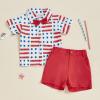 imageKuriozud Toddler Baby Boy 4th JulyHalloweenChristmas Outfits Button Down Shirt Short Pants Set Festivel Clothes4th of July Redc