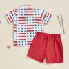 imageKuriozud Toddler Baby Boy 4th JulyHalloweenChristmas Outfits Button Down Shirt Short Pants Set Festivel Clothes4th of July Redc