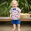 imageKuriozud Toddler Baby Boy 4th JulyHalloweenChristmas Outfits Button Down Shirt Short Pants Set Festivel Clothes4th of July Redd