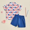 imageKuriozud Toddler Baby Boy 4th JulyHalloweenChristmas Outfits Button Down Shirt Short Pants Set Festivel Clothes4th of July Redd