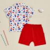 imageKuriozud Toddler Baby Boy 4th JulyHalloweenChristmas Outfits Button Down Shirt Short Pants Set Festivel Clothes4th of July Rede