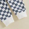 imageKuriozud Toddler Baby Boy Fall Winter Clothes Long Sleeve Crewneck Pullover Sweatshirt Jogger Pants Set 2 Piece OutfitCheckered Blue