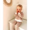 imageKuriozud Toddler Baby Boy Fall Winter Clothes Long Sleeve Crewneck Pullover Sweatshirt Jogger Pants Set 2 Piece OutfitCheckered Brown