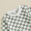 imageKuriozud Toddler Baby Boy Fall Winter Clothes Long Sleeve Crewneck Pullover Sweatshirt Jogger Pants Set 2 Piece OutfitCheckered Green