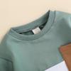 imageKuriozud Toddler Baby Boy Fall Winter Clothes Long Sleeve Crewneck Pullover Sweatshirt Jogger Pants Set 2 Piece OutfitColor Block Green