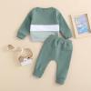 imageKuriozud Toddler Baby Boy Fall Winter Clothes Long Sleeve Crewneck Pullover Sweatshirt Jogger Pants Set 2 Piece OutfitColor Block Green