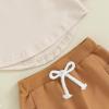 imageKuriozud Toddler Baby Boy Fall Winter Clothes Long Sleeve Crewneck Pullover Sweatshirt Jogger Pants Set 2 Piece OutfitPocket Apricot