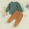 imageKuriozud Toddler Baby Boy Fall Winter Clothes Long Sleeve Crewneck Pullover Sweatshirt Jogger Pants Set 2 Piece OutfitPocket Green