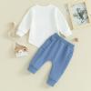 imageKuriozud Toddler Baby Boy Fall Winter Clothes Long Sleeve Crewneck Pullover Sweatshirt Jogger Pants Set 2 Piece OutfitPocket White