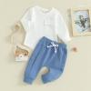 imageKuriozud Toddler Baby Boy Fall Winter Clothes Long Sleeve Crewneck Pullover Sweatshirt Jogger Pants Set 2 Piece OutfitPocket White