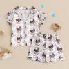 imageKuriozud Toddler Baby Girl Boy 4th of July Outfits Pajamas Set Fourth of july American Flag Button TopsShorts SleepwearAmerican Eagle White