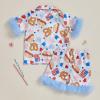 imageKuriozud Toddler Baby Girl Boy 4th of July Outfits Pajamas Set Fourth of july American Flag Button TopsShorts SleepwearAmerican Food Blue