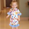 imageKuriozud Toddler Baby Girl Boy 4th of July Outfits Pajamas Set Fourth of july American Flag Button TopsShorts SleepwearAmerican Food Blue