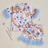 imageKuriozud Toddler Baby Girl Boy 4th of July Outfits Pajamas Set Fourth of july American Flag Button TopsShorts SleepwearAmerican Food Blue