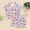 imageKuriozud Toddler Baby Girl Boy 4th of July Outfits Pajamas Set Fourth of july American Flag Button TopsShorts SleepwearButterfly White Red Blue