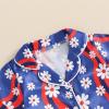 imageKuriozud Toddler Baby Girl Boy 4th of July Outfits Pajamas Set Fourth of july American Flag Button TopsShorts SleepwearFlowers Blue