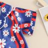 imageKuriozud Toddler Baby Girl Boy 4th of July Outfits Pajamas Set Fourth of july American Flag Button TopsShorts SleepwearFlowers Blue