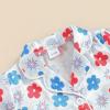 imageKuriozud Toddler Baby Girl Boy 4th of July Outfits Pajamas Set Fourth of july American Flag Button TopsShorts SleepwearFlowers Colorful