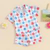 imageKuriozud Toddler Baby Girl Boy 4th of July Outfits Pajamas Set Fourth of july American Flag Button TopsShorts SleepwearFlowers Colorful