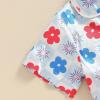 imageKuriozud Toddler Baby Girl Boy 4th of July Outfits Pajamas Set Fourth of july American Flag Button TopsShorts SleepwearFlowers Colorful