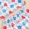 imageKuriozud Toddler Baby Girl Boy 4th of July Outfits Pajamas Set Fourth of july American Flag Button TopsShorts SleepwearFlowers Colorful