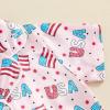 imageKuriozud Toddler Baby Girl Boy 4th of July Outfits Pajamas Set Fourth of july American Flag Button TopsShorts SleepwearFlowers Pink