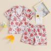 imageKuriozud Toddler Baby Girl Boy 4th of July Outfits Pajamas Set Fourth of july American Flag Button TopsShorts SleepwearFlowers Pink Red