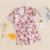 imageKuriozud Toddler Baby Girl Boy 4th of July Outfits Pajamas Set Fourth of july American Flag Button TopsShorts SleepwearFlowers Pink Red