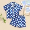 imageKuriozud Toddler Baby Girl Boy 4th of July Outfits Pajamas Set Fourth of july American Flag Button TopsShorts SleepwearStar Blue