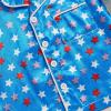 imageKuriozud Toddler Baby Girl Boy 4th of July Outfits Pajamas Set Fourth of july American Flag Button TopsShorts SleepwearStar Blue With Feather Trim