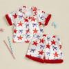 imageKuriozud Toddler Baby Girl Boy 4th of July Outfits Pajamas Set Fourth of july American Flag Button TopsShorts SleepwearStar Red a