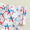 imageKuriozud Toddler Baby Girl Boy 4th of July Outfits Pajamas Set Fourth of july American Flag Button TopsShorts SleepwearStar White
