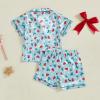 imageKuriozud Toddler Baby Girl Boy 4th of July Outfits Pajamas Set Fourth of july American Flag Button TopsShorts SleepwearUsa Flag Ice Cream Blue
