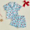 imageKuriozud Toddler Baby Girl Boy 4th of July Outfits Pajamas Set Fourth of july American Flag Button TopsShorts SleepwearUsa Flag Ice Cream Blue